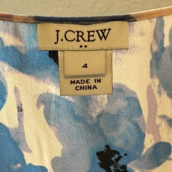 J. Crew Blue Floral Print Blouse - Picture 2 of 4